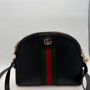 Gucci Black Crossbody Bag with Gold Accents